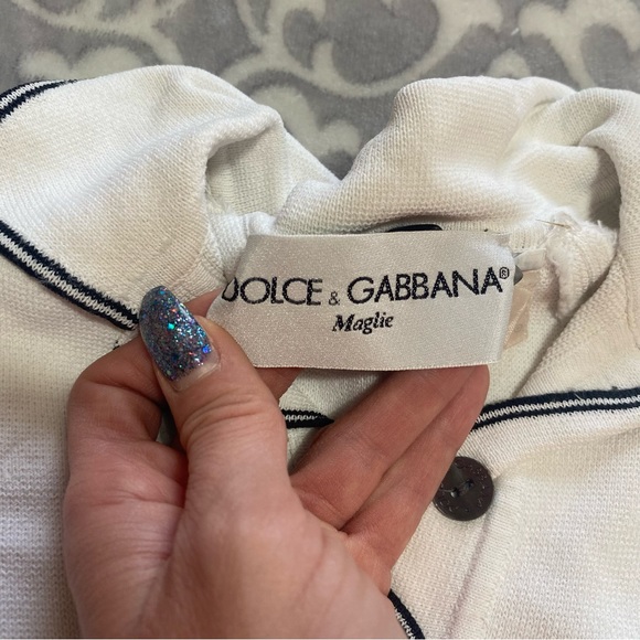 Dolce & Gabanna polo shirt with buttons and navy trim - Picture 7 of 7